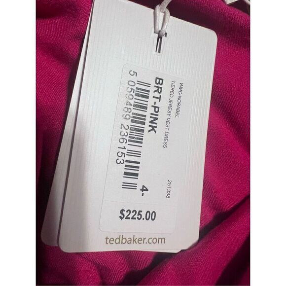 Ted Baker London Women’s Size 4 Norabel Tiered Midi Sun Dress Pink Striped NWT - Picture 11 of 16